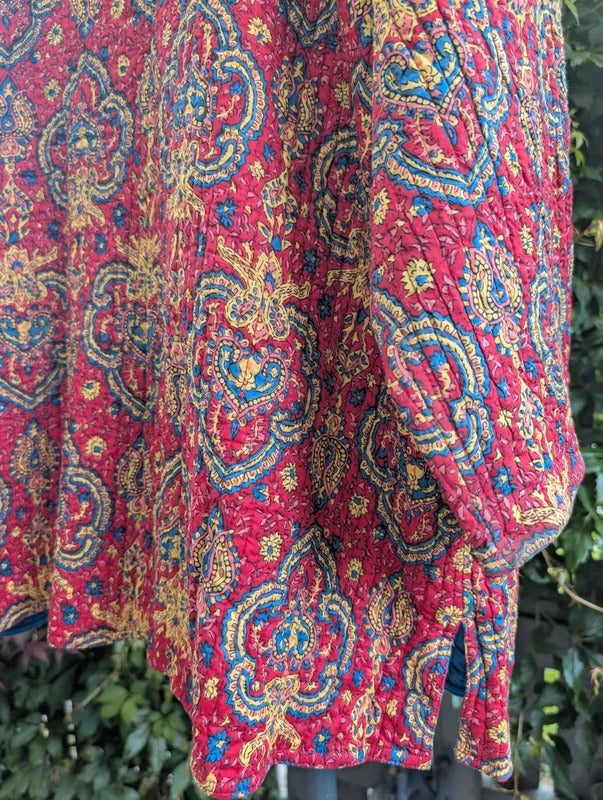 Reversible Quilted Paisley Jacket Red Blue Oversized