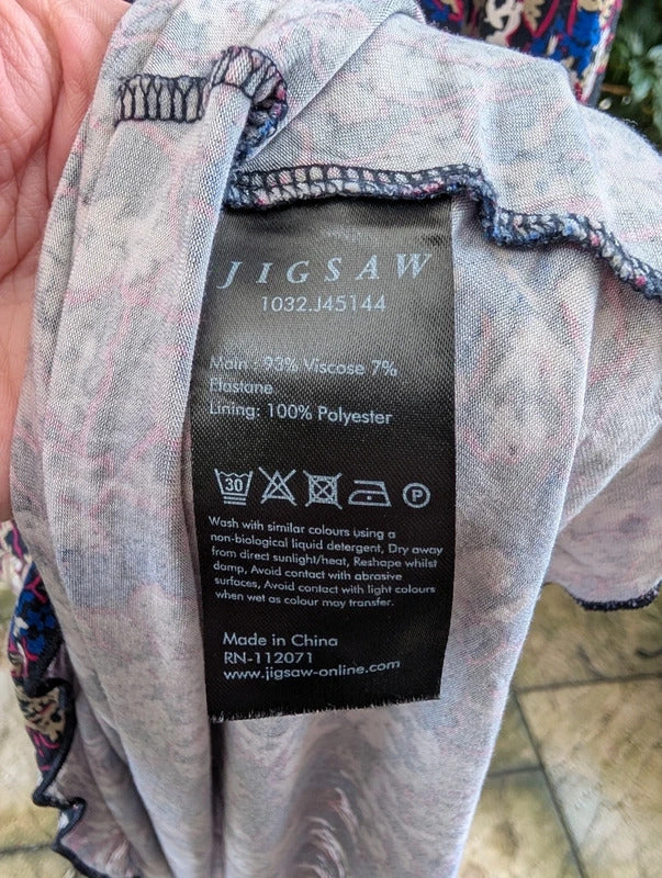 Jigsaw Ruched Batwing Maxi Dress Purple Print M UK10/12