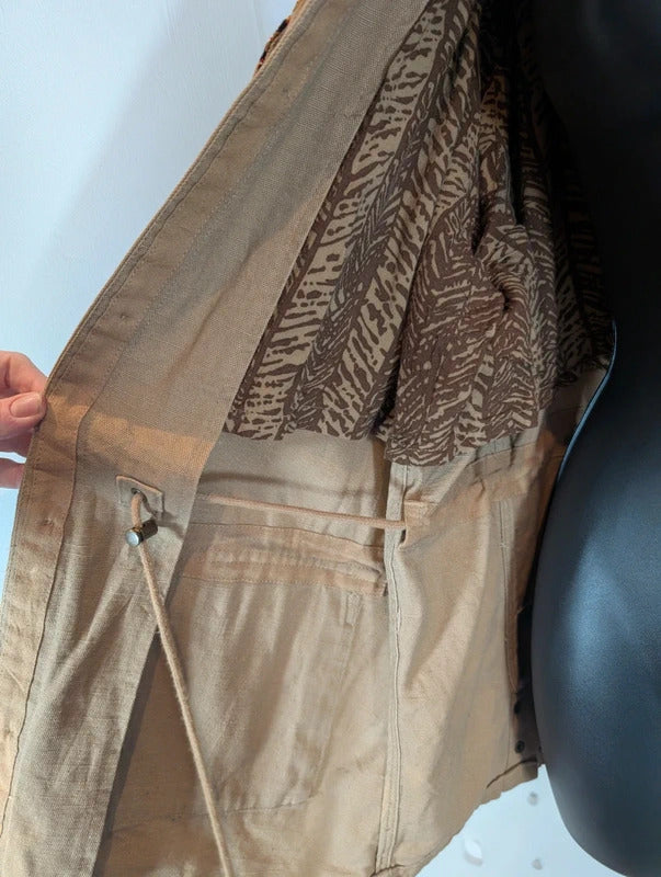 Violeta by Mango Khaki Embroidered Utility Jacket XL UK18/20