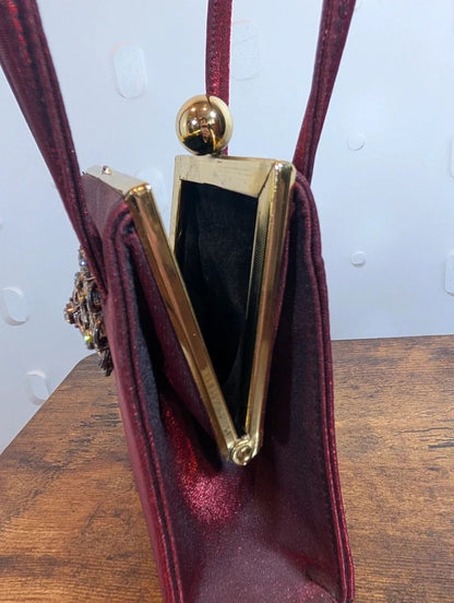 Vintage 1950s 60s Red Diamanté Mini Evening Bag