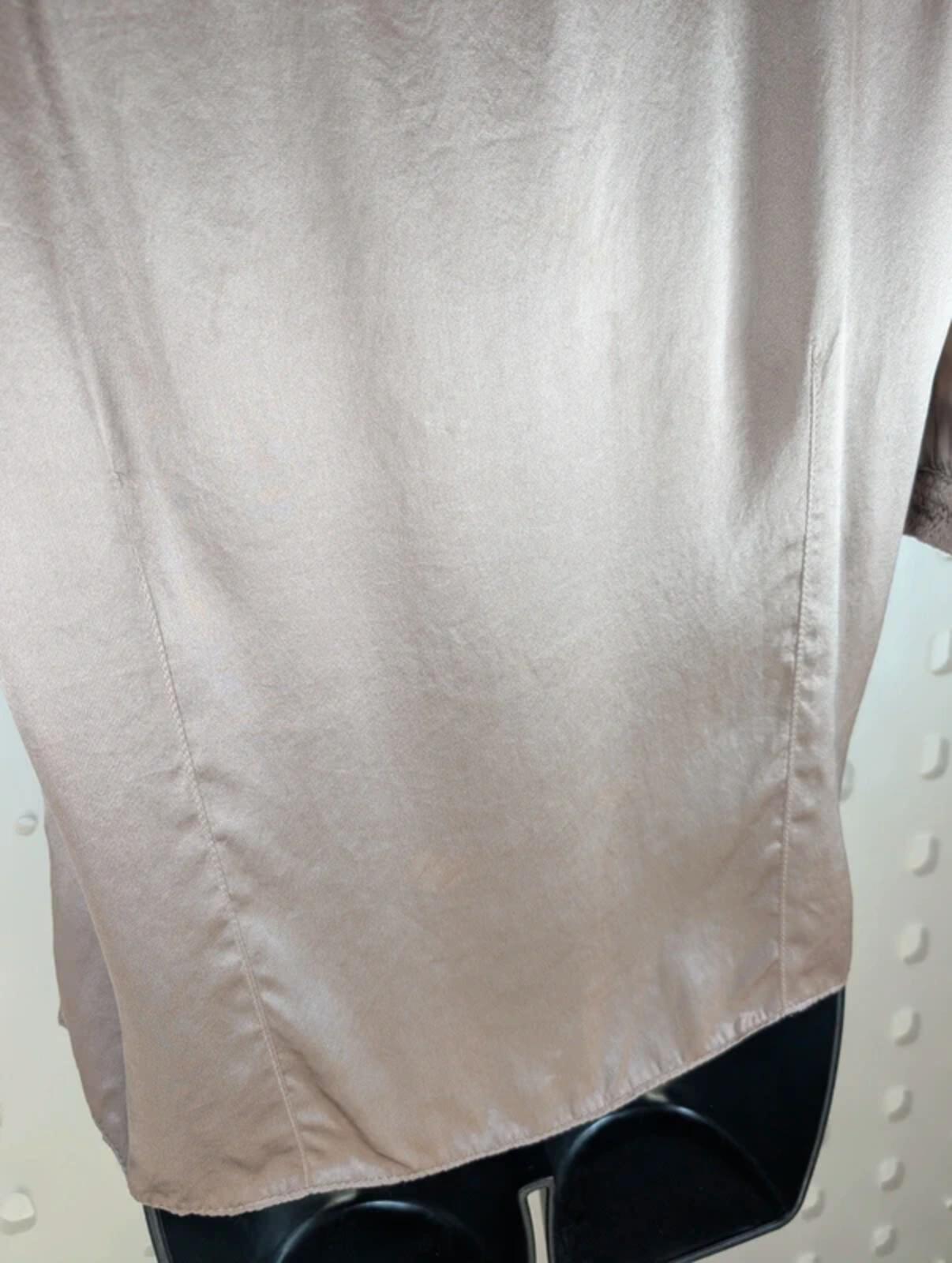 Per Una Speciale 100% Silk Blouse UK14 Taupe Ruffle