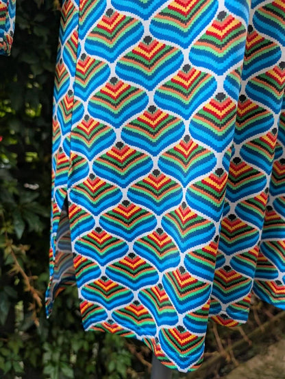 Onjenu 60s Print Stretch Micro Mini Dress Tunic UK10