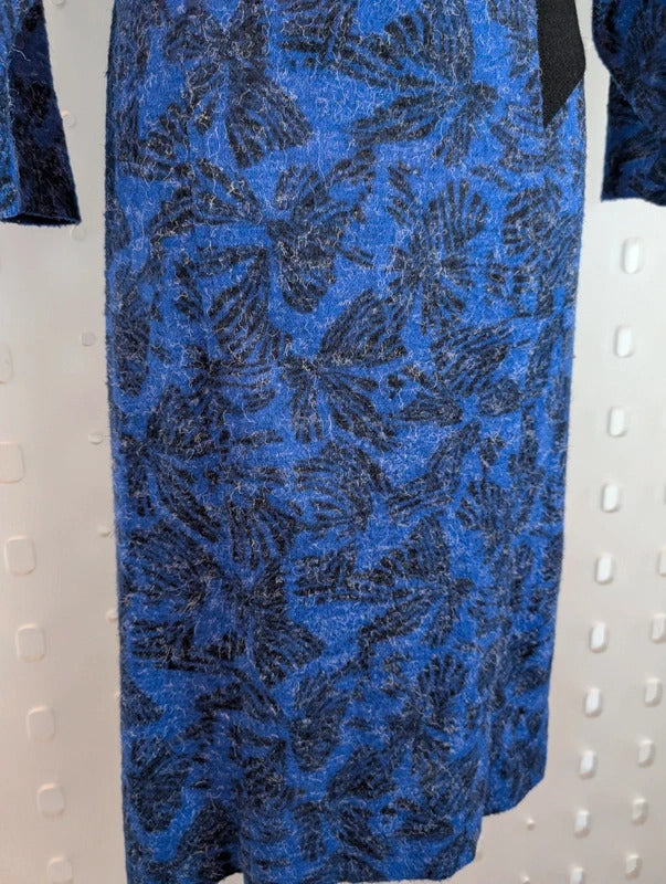 True Vintage 1973 Wool Blend Blue Black Mod Maxi Dress