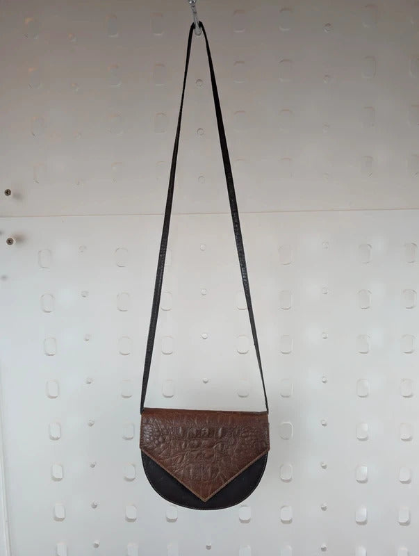 Vintage 1970s Aspis Real Leather Shoulder Bag Made in Cyprus