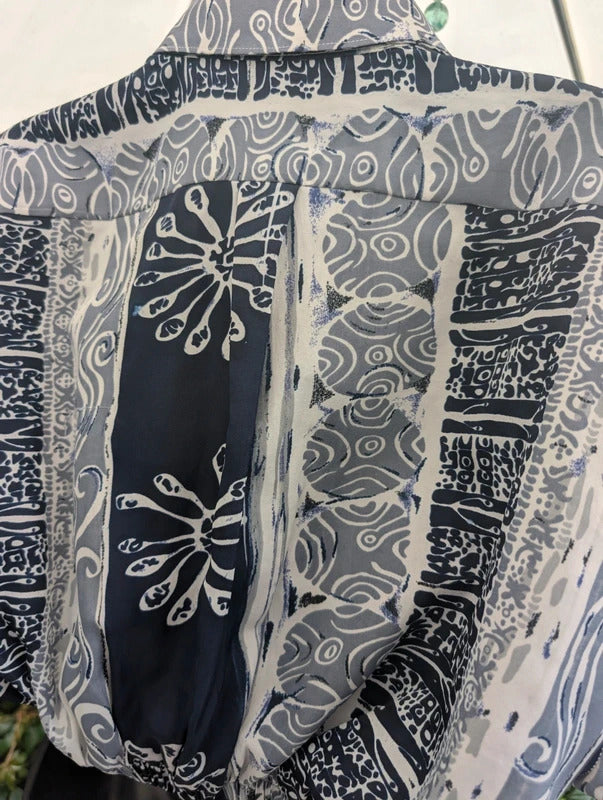 Vintage Upcycled Cropped Shirt Navy White UK8/10