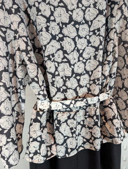 Vintage Classic Collection Black White Peplum Dress UK18