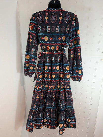 Never Fully Dressed Printed Cotton Wrap Dress UK12