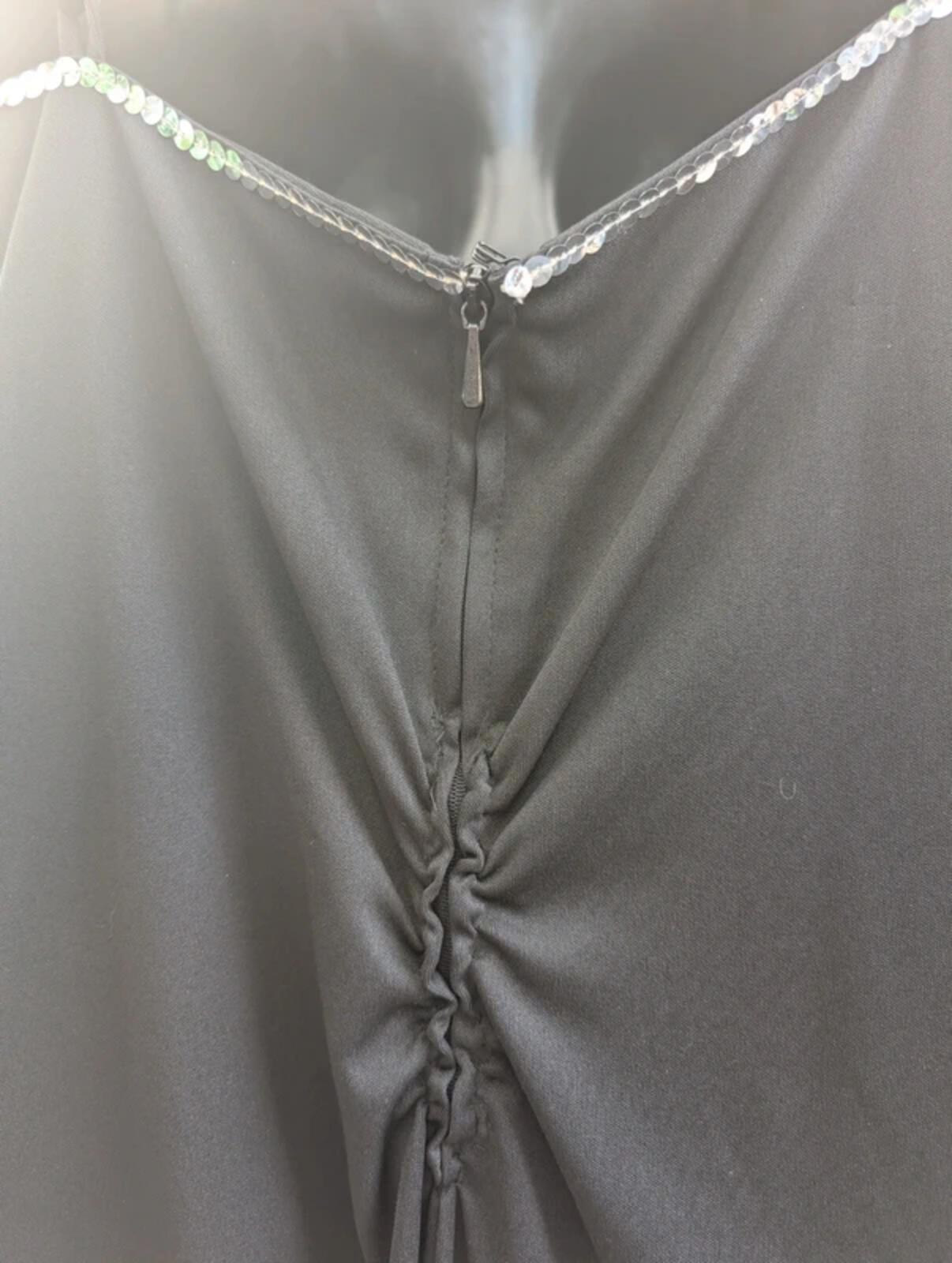 Vintage Black Evening Dress Silver Sequin Detail UK14
