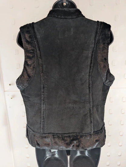 Vintage Y2K AMI Leather Faux Fur Gilet Waistcoat Medium
