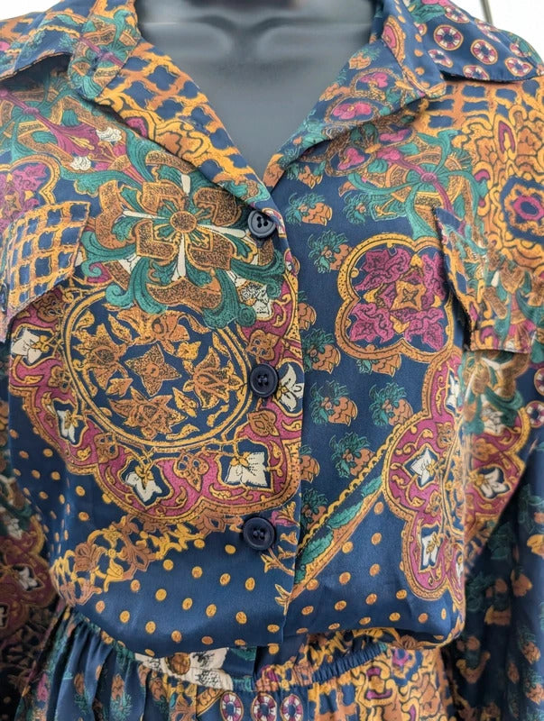 Vintage Leslie Fay Dresses Scarf Print Dress Petite UK18