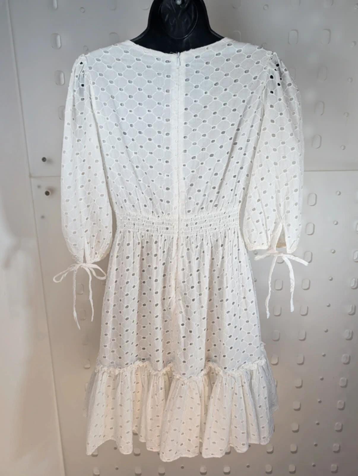 Taylor White Broderie Anglaise Dress Fit & Flare Cotton Size 4