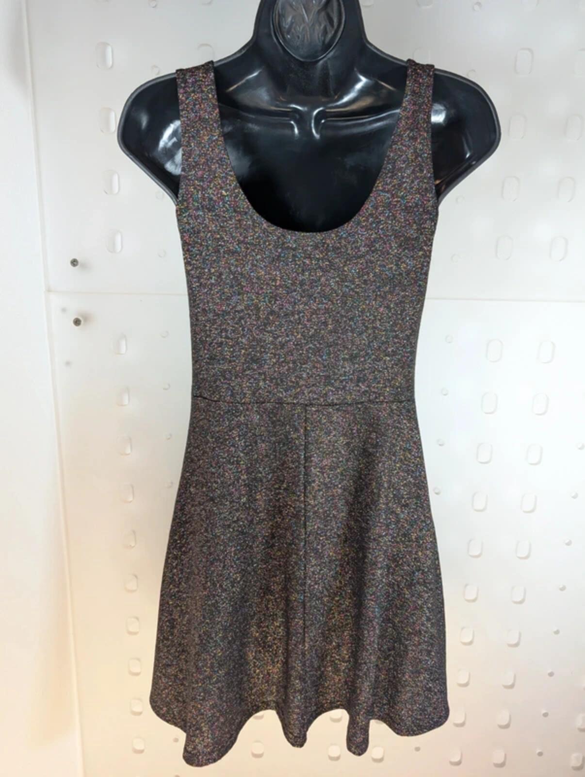 Influence Black Skater Dress Rainbow Sparkle S
