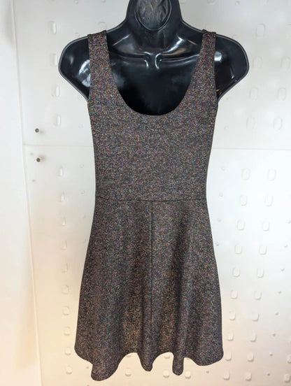 Influence Black Skater Dress Rainbow Sparkle S