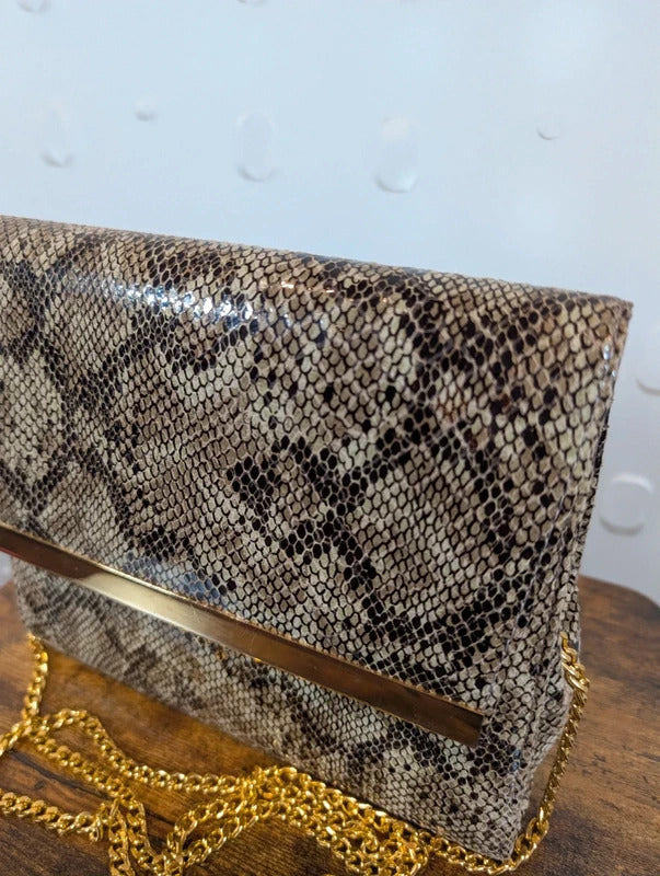Timothy Hitsman Snakeskin Effect Patent Shoulder Bag Made in Spain