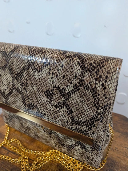 Timothy Hitsman Snakeskin Effect Patent Shoulder Bag Made in Spain