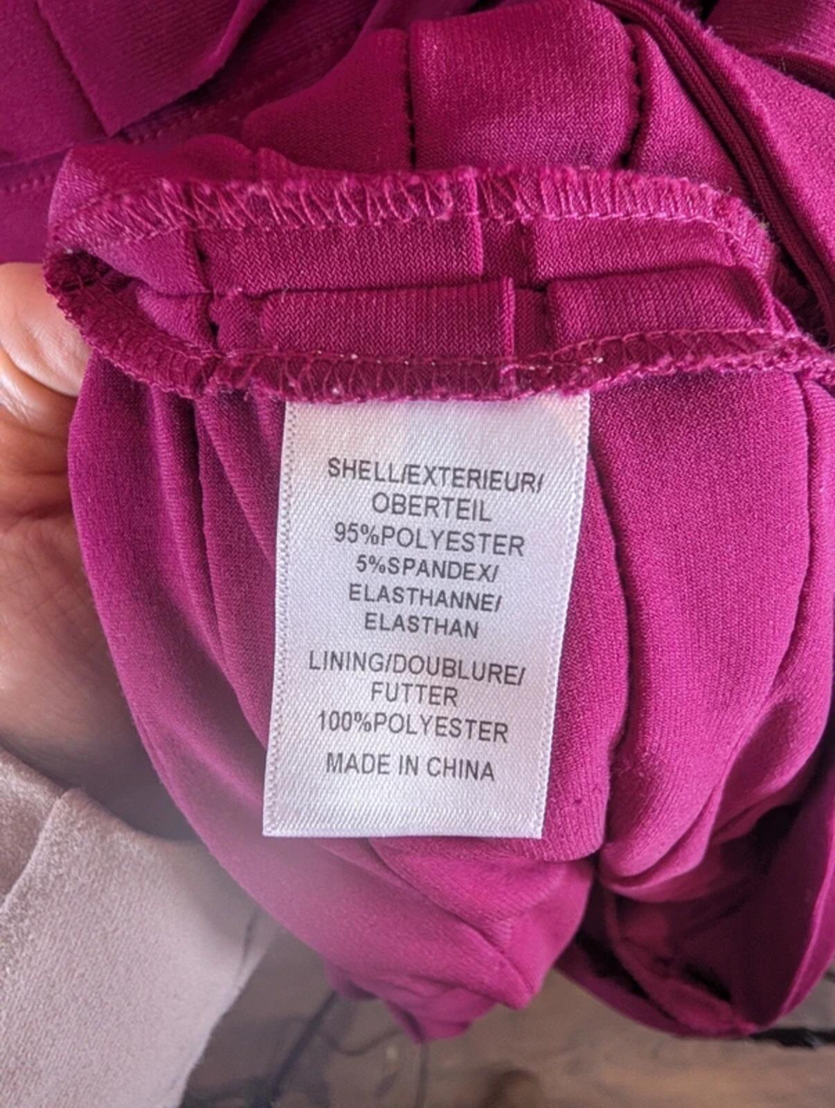 Adrianna Papell Ruched Bodycon Dress UK8 Magenta Stretch Occasion