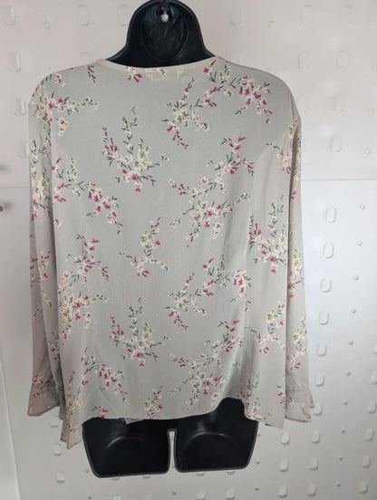 Vintage St Michael M&S Floral Blouse UK18–20 Viscose Frill Sleeve