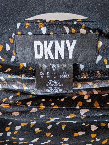 DKNY Speckled High Neck Top Size Medium Button Shoulder