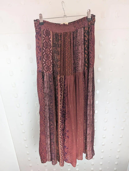 Louizon Boho Maxi Skirt Gold Thread Detail NWT XS