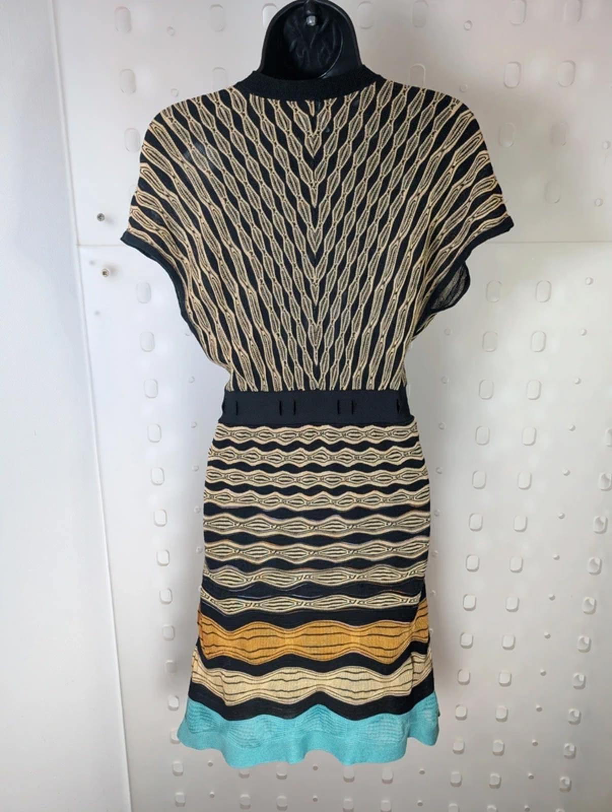 Missoni Vintage Knit Dress UK10 Made in Italy Cut-Out Waist