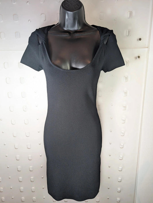 Reiss black stretch bodycon dress with scoop neck – size S