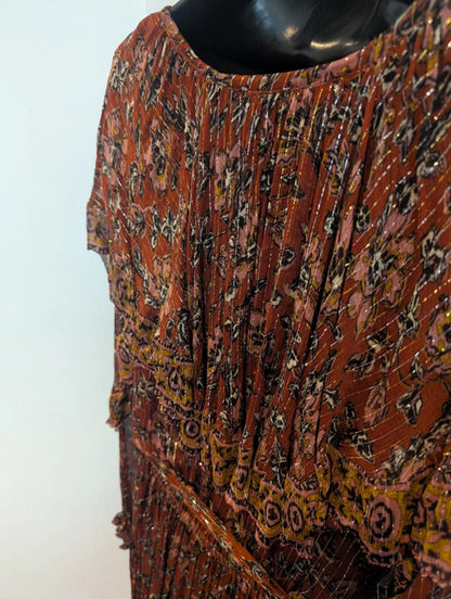 Louizon Boho Midi Dress Metallic Thread Size 2 UK10–12 NWT