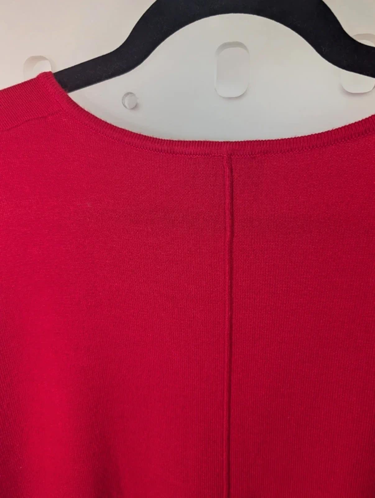 Marble Bright Red Batwing Knit Top XL V Neck