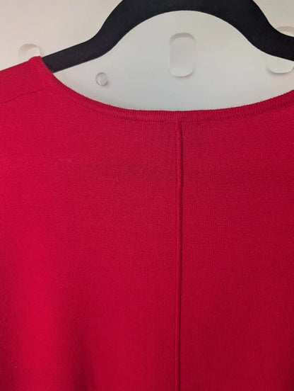 Marble Bright Red Batwing Knit Top XL V Neck