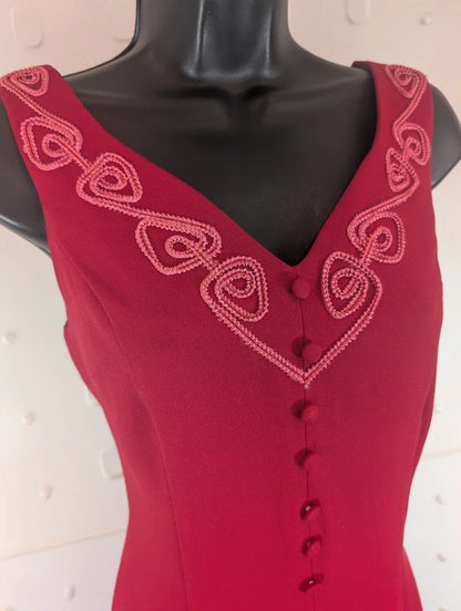 Vintage 90s Milano Red Pencil Dress UK12