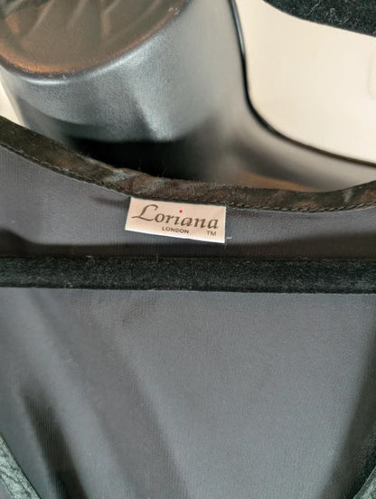 Loriana London Black Tank Top UK10 12 Satin Trim Tie Front