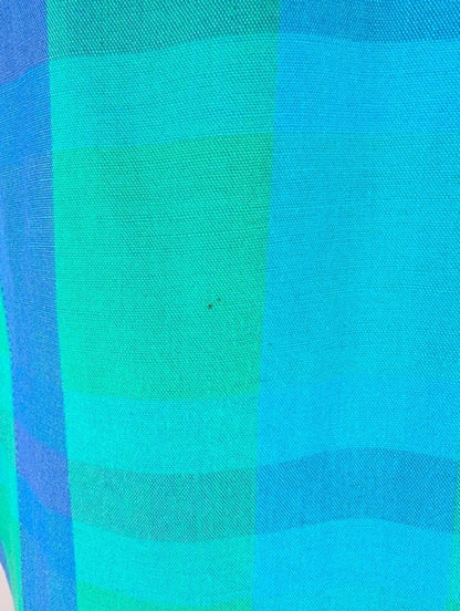 Vintage Betty Barclay checked linen jacket UK10 oversized lagenlook blue green