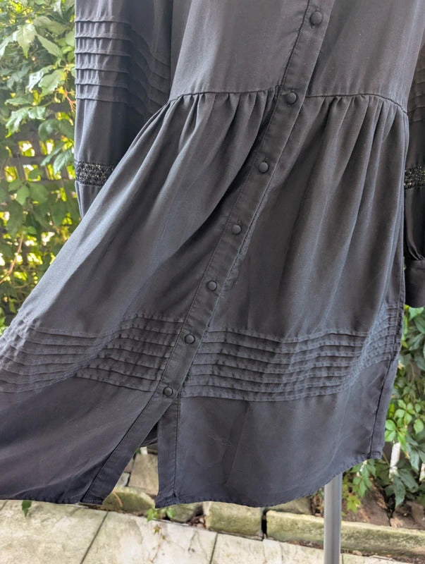 Levete Room Cotton Pintuck Dress Black Small