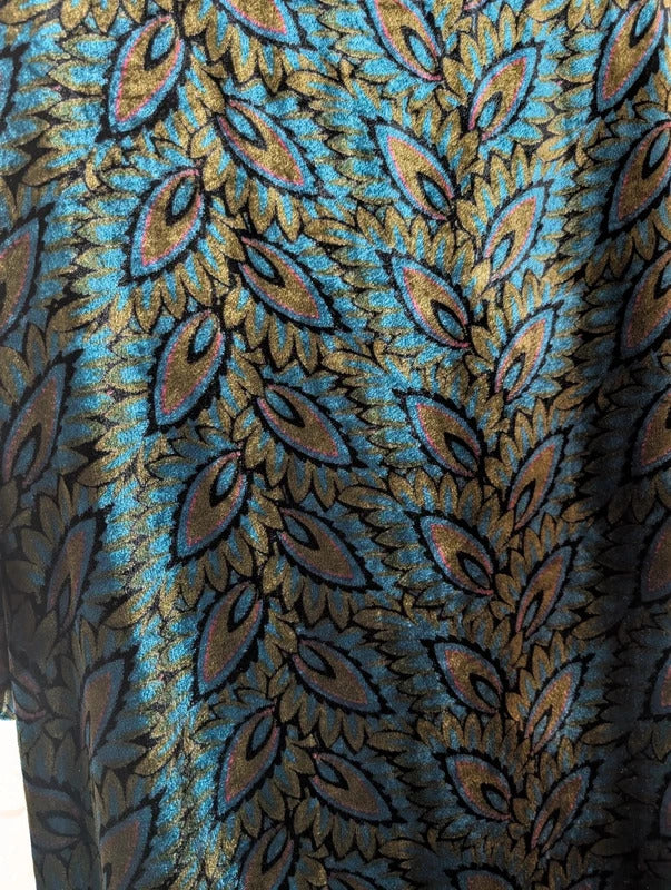 White Stuff Peacock Print Velvet Dress UK18R