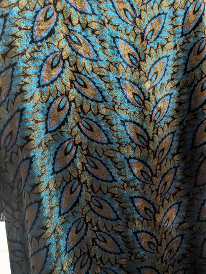 White Stuff Peacock Print Velvet Dress UK18R