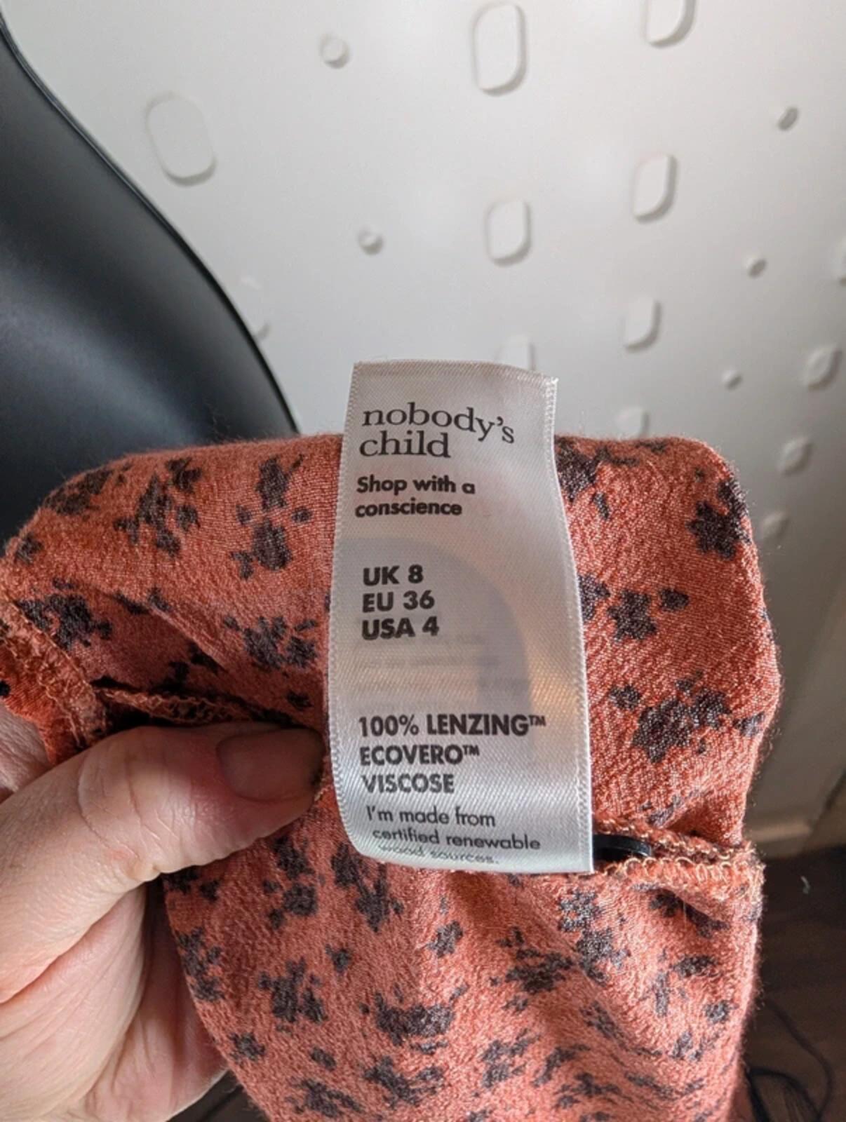 Nobody's Child Rust Orange Floral Midi Dress Eco Vero UK8
