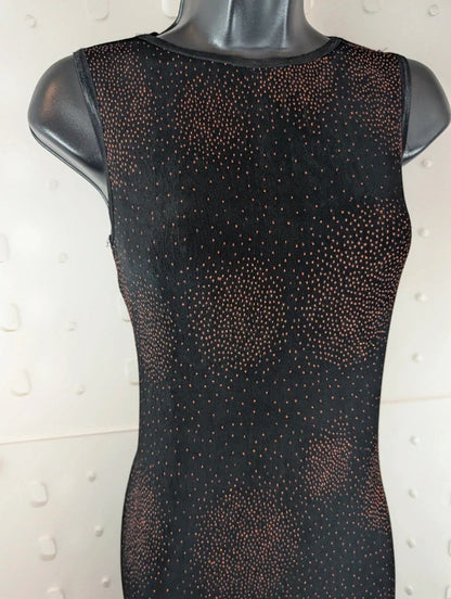 Vintage 90s New Look Black Orange Maxi Dress UK12-14