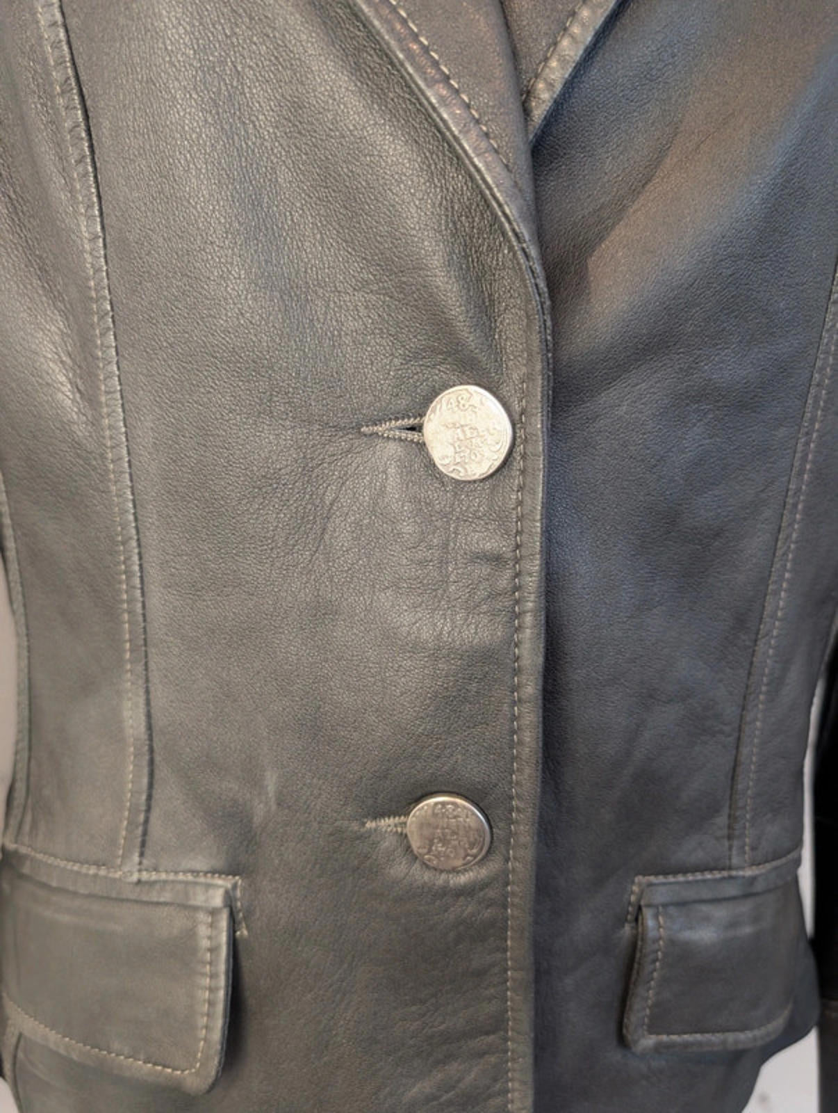 Arma Women Genuine Leather Blazer Jacket – Black (UK 10)