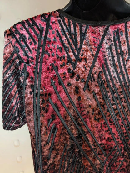 Roman Originals Devoré Burnout Velvet Tee 90s Grunge Sheer Top S/M