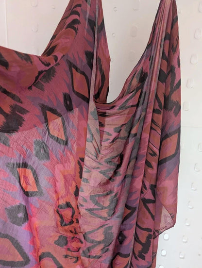 Black Colour Kaya Silk Cotton Sarong / Scarf NWT