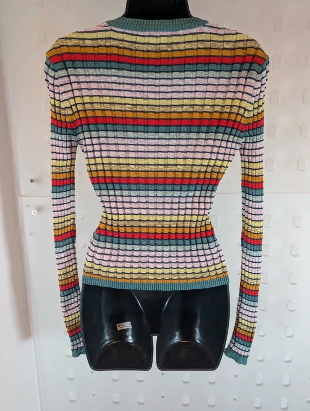 M&S Limited Edition Rainbow Metallic Ribbed Top UK12