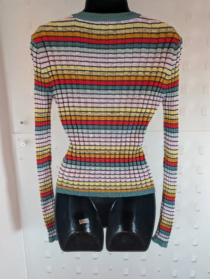 M&S Limited Edition Rainbow Metallic Ribbed Top UK12