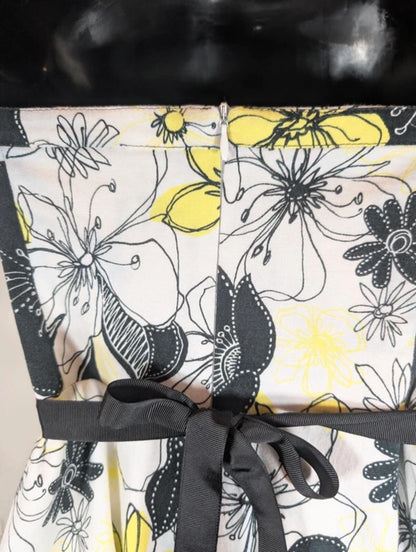 Vintage Morgan De Toi Floral Strapless Dress Yellow Black UK8