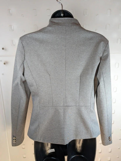 Fitted Military Style Jacket Grey Structured Blazer Statement Buttons Size S