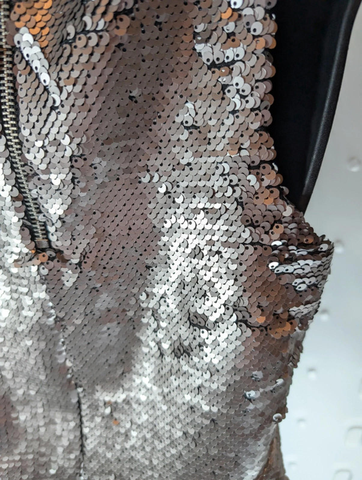 Mango Casual dull silver sequin top in EU Small