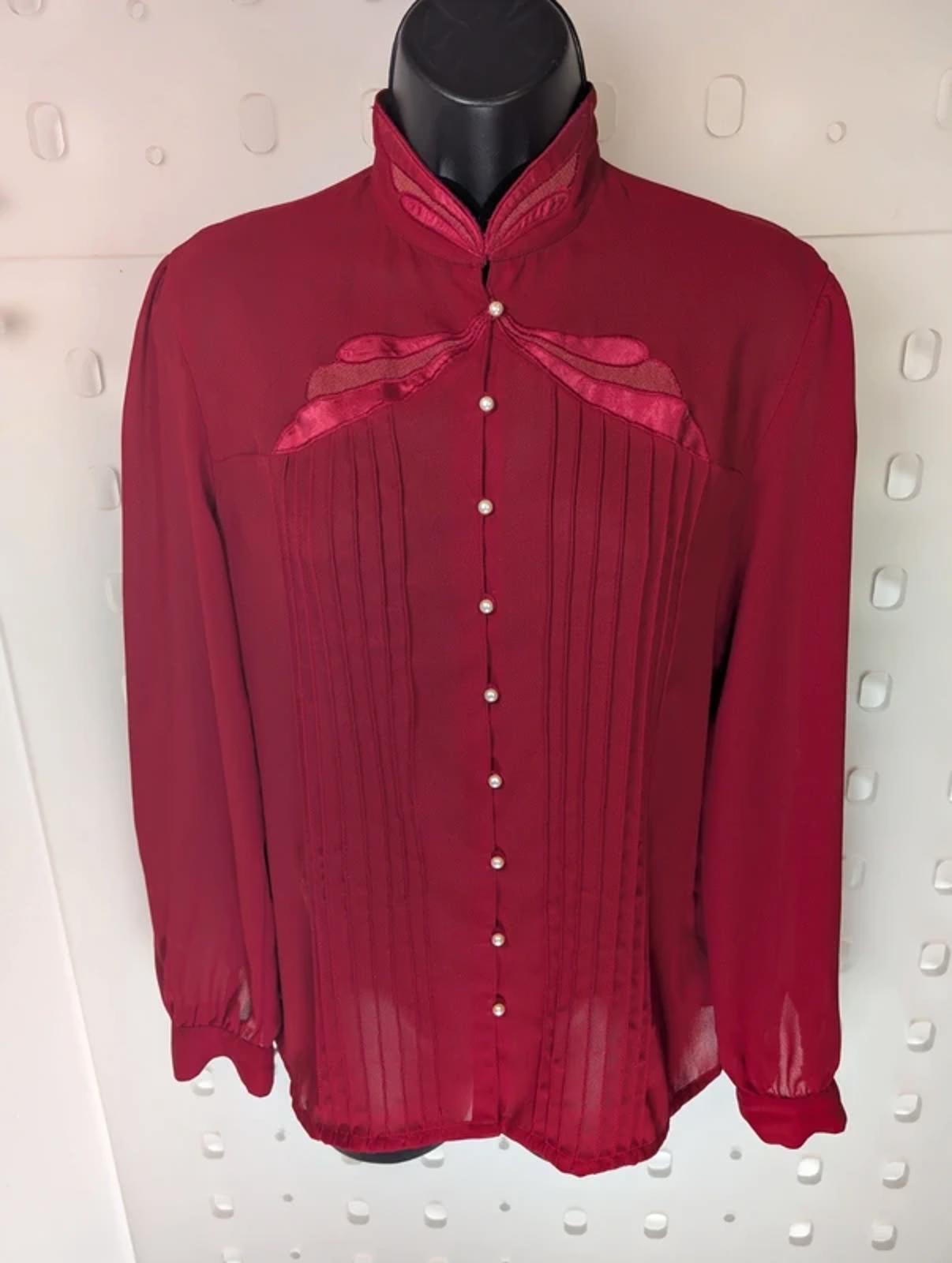 Vintage Jacques Vert Pearl Button Blouse 80s Hong Kong