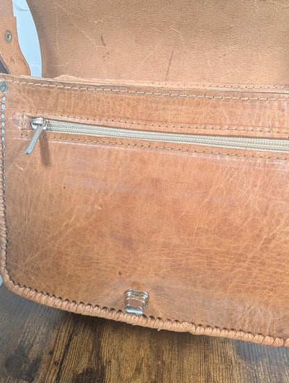 Hand Tooled Leather Crossbody Bag Artisan Handmade Unused