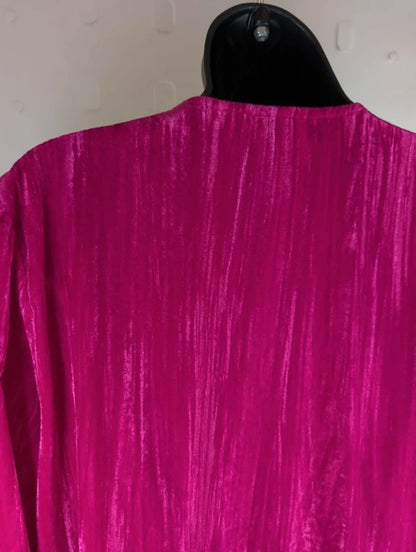 Topshop Fuchsia Pink Crushed Velvet Wrap Top UK16 Statement Party Barbiecore