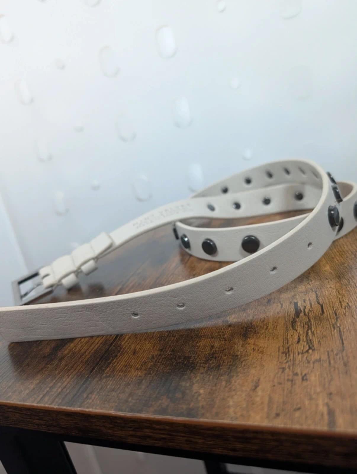 Mint Velvet Studded Leather Belt White M/L