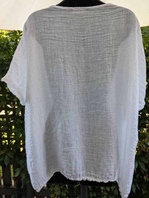 Join Clothes Pure Linen Oversized Top White One Size