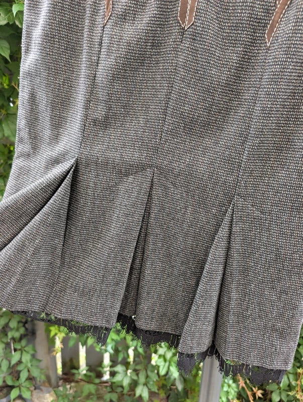 Karen Millen Wool Tweed Pencil Skirt with Lace Hem UK10